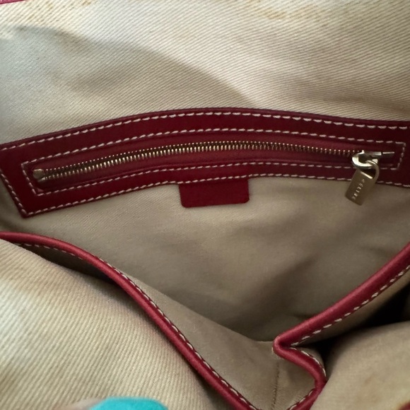 Celine Tan and Red Leather Trim Tote Bag - Picture 13 of 15